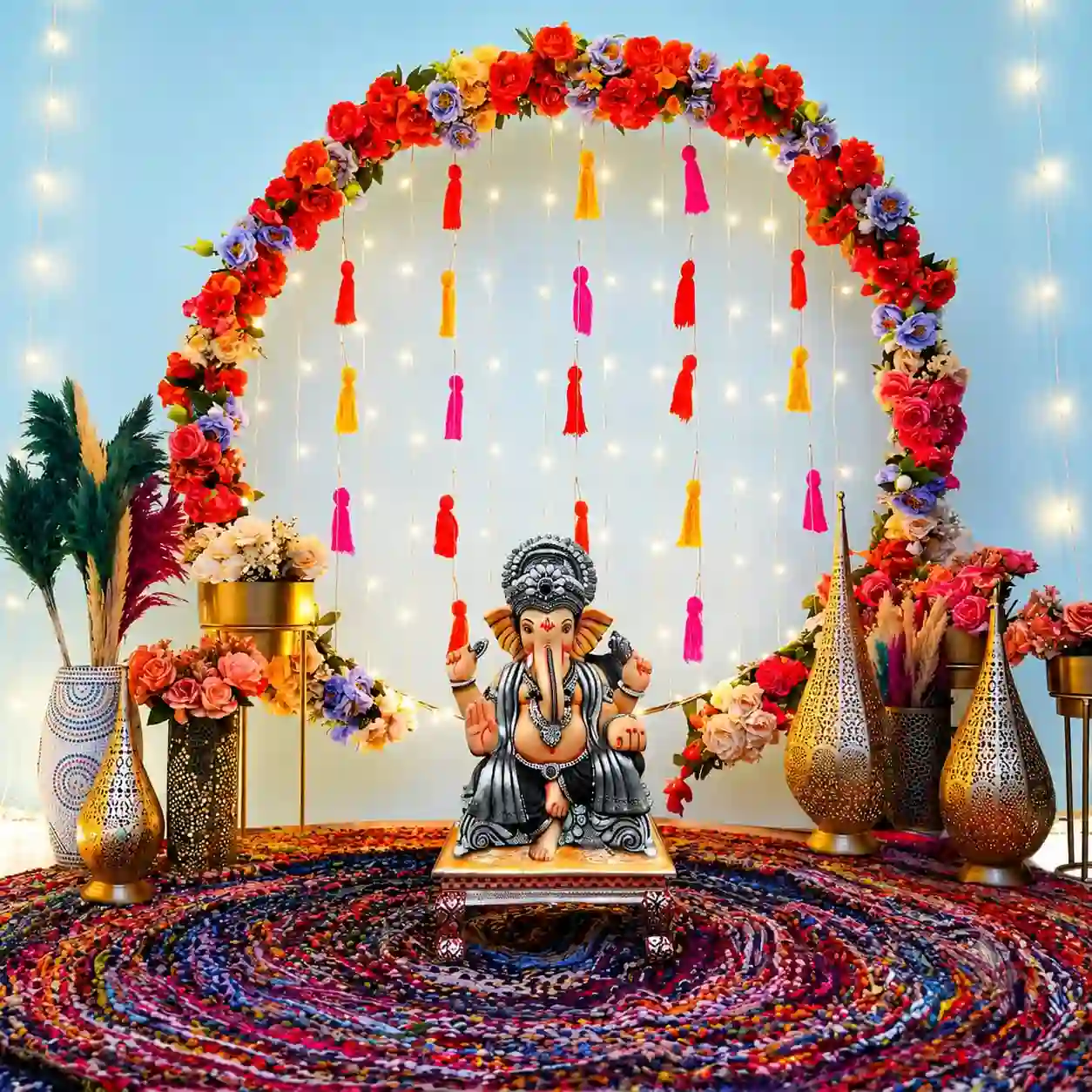 Ganesh Utsav with Flower Decoration